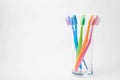 Colorful toothbrushes in glass Royalty Free Stock Photo