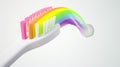 Colorful Toothpaste on Rainbow Brush Royalty Free Stock Photo