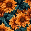 Colorful top view of sunflower blooms, radiating the enchanting beauty of natures golden blossoms