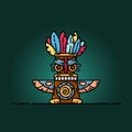 Colorful totem flat vector illustration. Tribal symbol