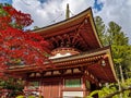 The colorful Toto Pagoda or Eastern Pagoda in the Unesco listed Danjon Garan Shingon buddhism temple complex in Koyasan, Wakayama