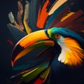 Abstract Toucan - Colorful and Unique Avian Artwork in an Abstract Style