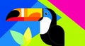 Colorful Toucan Illustration, Geometric Bird Art, Tropical Design Royalty Free Stock Photo