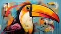 Colorful Toucan Painting In Edgy Street Art Style