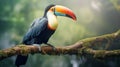 Colorful Toucan Perched On Rainforest Branch: A Photo-realistic Fantasy Creature