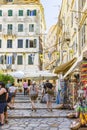 The colorful and tourist streets or Corfu Town, Corfu, Greece