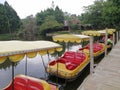 Colorful tours boat at Floating Market Lembang, Indonesia. One of famous place for food hunting