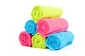 Colorful towel rolls on white