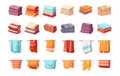 Colorful towels cartoon abstract style. Isolated napkins and towel, bathroom and kitchen fabric equipments. Vector cloth