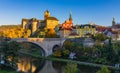 Colorful town and Castle Loket over Eger river in the near of Karlovy Vary, Czech Republic Royalty Free Stock Photo