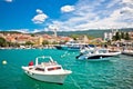 Colorful town of Crikvenica harbor and tower view