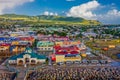 Colorful Town and Green Hills