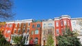 Colorful townhouses before sunset in spring, Washington DC, USA. Royalty Free Stock Photo