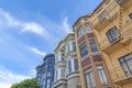 Colorful townhouses with victorian style exterior in San Francisco, California