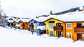 Colorful townhouses in the Winter Sport Village of Sun Peaks