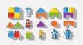 Colorful toy blocks and figurines on Royalty Free Stock Photo