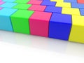 Colorful toy cubes stacked in rows