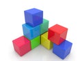 Colorful toy cubes stacked on top of each other