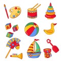 Colorful toy icons vector set Royalty Free Stock Photo