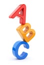 Colorful toy symbols heap of alphabet 3D