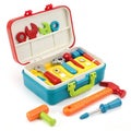 Colorful Toy Toolbox with Tools on transparent background Royalty Free Stock Photo
