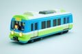A colorful toy train model designed for playful transportation themes Royalty Free Stock Photo