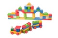Colorful toy train and toy blocks Royalty Free Stock Photo