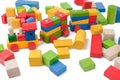 Colorful toy train and toy blocks Royalty Free Stock Photo