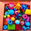 Colorful Toys in a Box, Generative AI Illustration Royalty Free Stock Photo