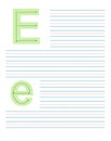 Colorful tracing worksheet for learning to write the capital and lowercase letter E. Educational activity sheet with guide lines Royalty Free Stock Photo
