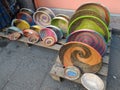Colorful traditional African baskets