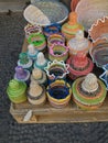 Colorful traditional African baskets Royalty Free Stock Photo