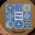 Colorful Traditional Azulejos with Cork Frame in Lisbon Shop, Portuguese Style