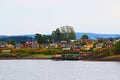 Colorful weekend cottages at Nakholmen island Oslo area Norway Royalty Free Stock Photo
