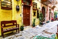 Old streets of Rethymno town,Crete island,Greece. Royalty Free Stock Photo