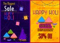 Colorful Traditional Holi Shopping Discount Offer Advertisement background for festival of colors of India