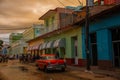 Colorful traditional houses in the colonial town of Trinidad in Cuba Royalty Free Stock Photo