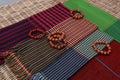 Colorful traditional khmer scarfs and beads