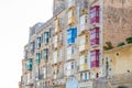 Colorful traditional maltese balconies facade at Valletta