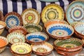 Colorful traditional Romanian pottery plates Royalty Free Stock Photo