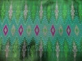 Colorful Traditional Thai Green Silk Textile Pattern Handcraft Texture Vintage Style Royalty Free Stock Photo