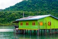 Colorful Traditional Thai house on stilts