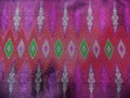 Colorful Traditional Thai Purple Silk Textile Pattern Handcraft Texture Vintage Style Royalty Free Stock Photo