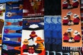Colorful traditional woven carpets for sale at Otavalo market in Ecuador. Native South American woven fabric