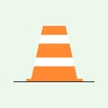 Colorful traffic cone sign flat vector illustration