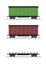 Colorful train car vector vagon. On the railway