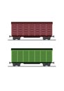Colorful train car vector vagon. On the railway Royalty Free Stock Photo