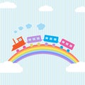 Colorful train on rainbow