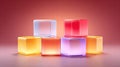 Colorful translucent cubes create an appealing abstract geometric composition with reflections. Royalty Free Stock Photo