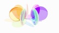 Colorful translucent glass blocks spin and rotate on white back round lenses 3d